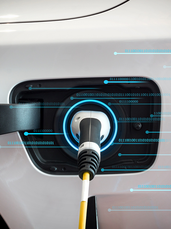 EV Charging Close up of plug in Electric vehicle